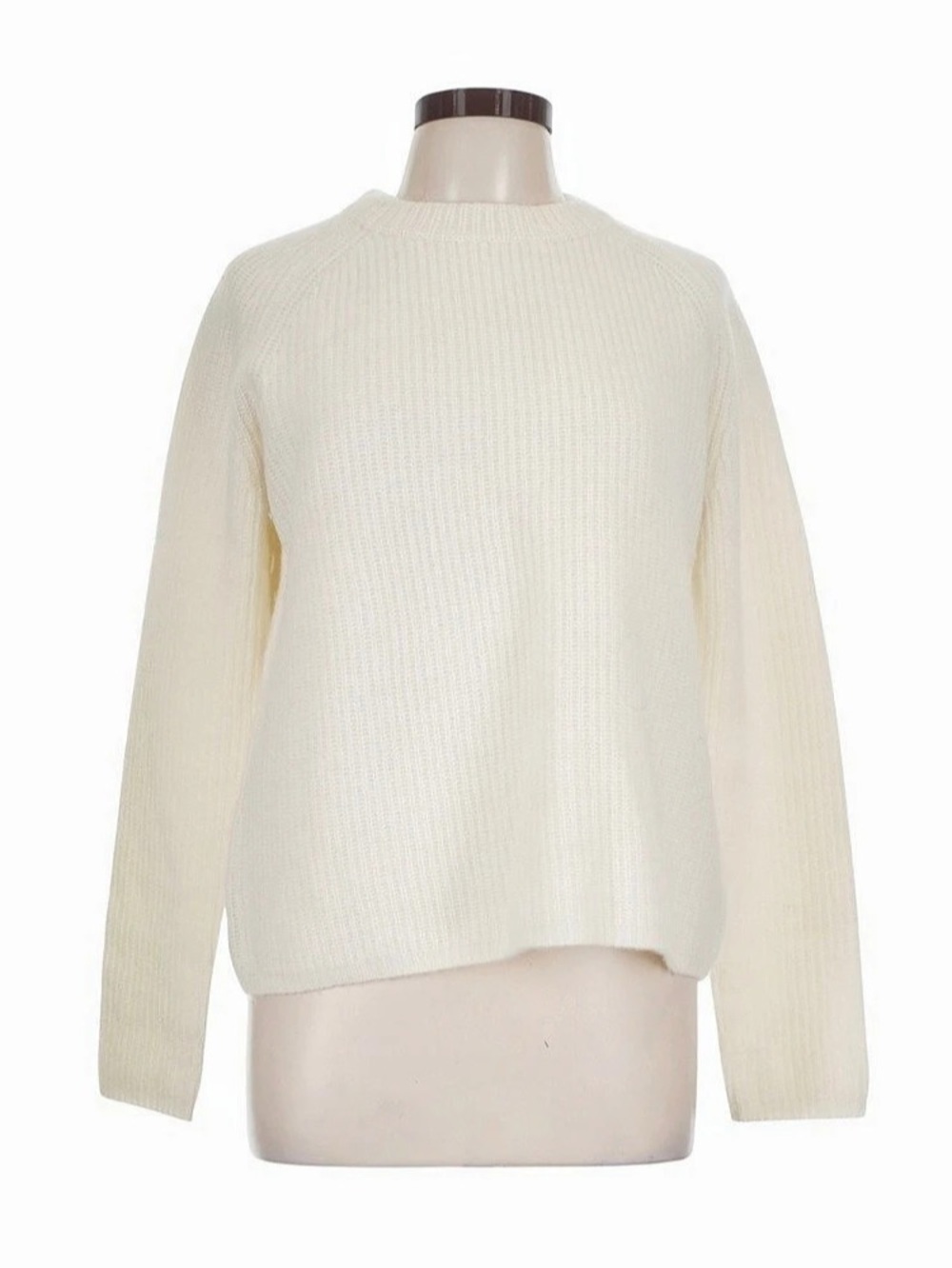 100% Cashmere Pura Cashmere Large Cream Knit Crew Neck Sweater